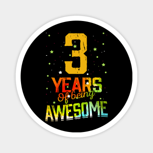 3th Anniversary Gift Vintage Retro 03 Years Of Being Awesome Gifts Funny 3 Years Birthday Girl Boys Kids Magnet